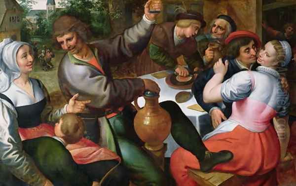 Peasant Feast, 1566 Oil Painting by Marten Van Cleve