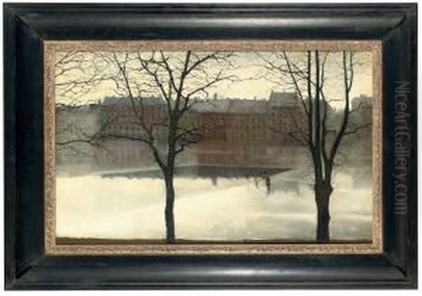 A Winter's Day Oil Painting by Svend Hammershoi