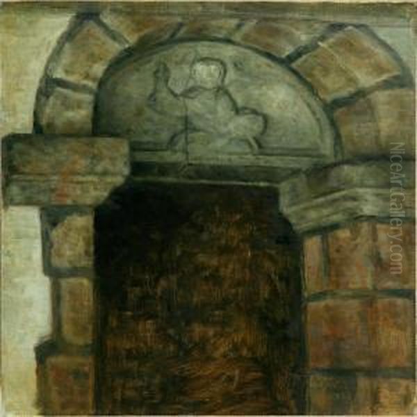 A Portal In A Danish Church Oil Painting by Svend Hammershoi