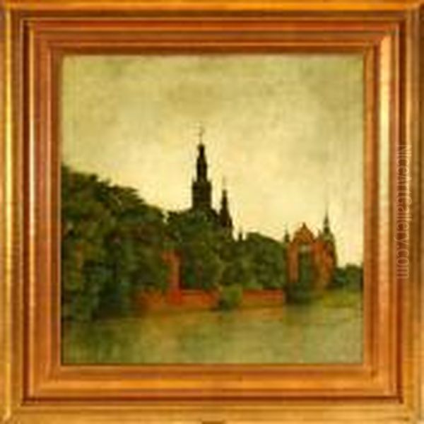 A View Towardsfrederiksborg Palace Oil Painting by Svend Hammershoi