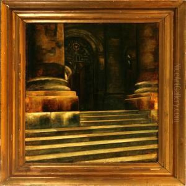 Clarendon Building. Trappe, Portal, Sojler Oil Painting by Svend Hammershoi