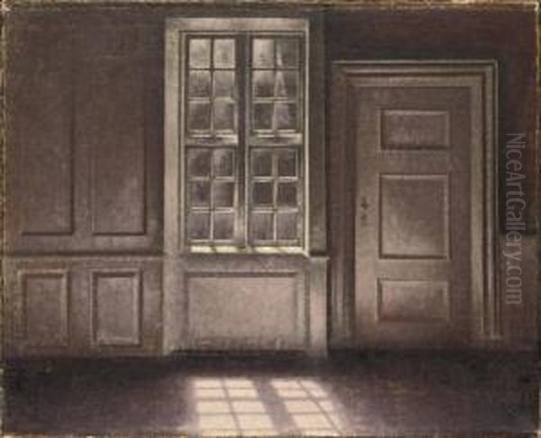 Sunlit Interior Oil Painting by Vilhelm Hammershoi