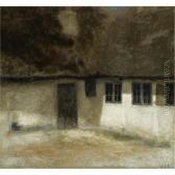 Hjornet Af En Bondegard (corner Of A Farm) Oil Painting by Vilhelm Hammershoi