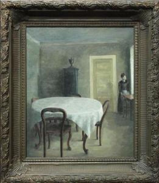 The Dining Room Oil Painting by Vilhelm Hammershoi