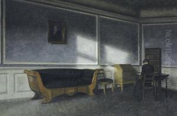 Sunshine In The Drawing Room Iv Oil Painting by Vilhelm Hammershoi