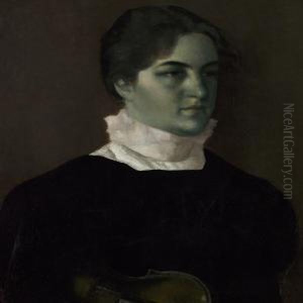 Portrait Of Karen Bramsen Oil Painting by Vilhelm Hammershoi