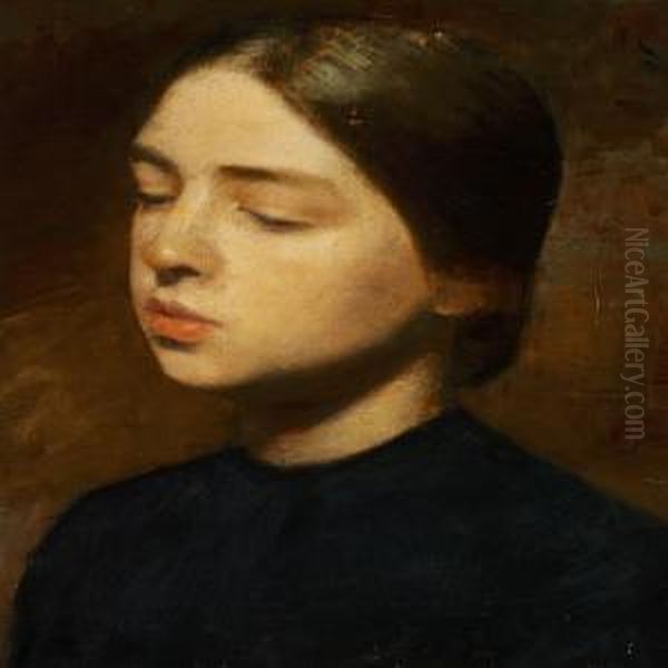 A Portrait Of The Artist's Sister Anna Hammershoi Oil Painting by Vilhelm Hammershoi