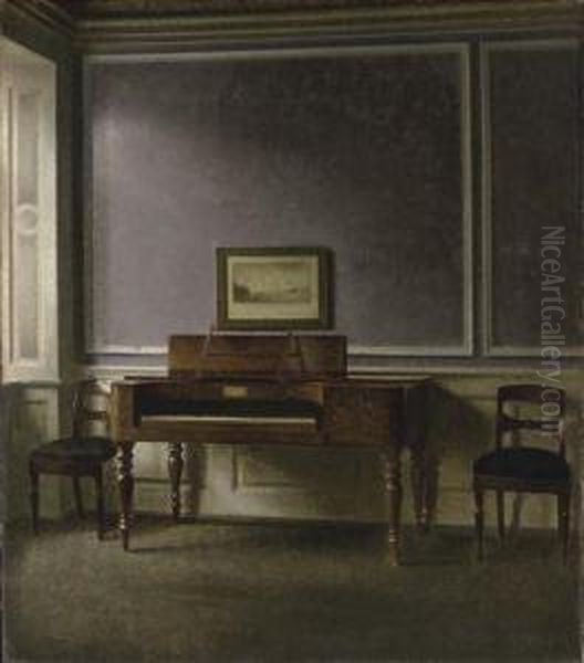 Det Gamle Klaver. Strandgade 30 (the Old Piano. Strandgade 30) Oil Painting by Vilhelm Hammershoi