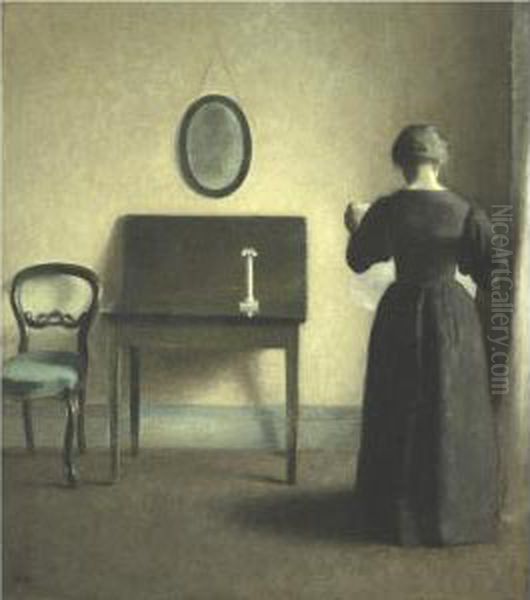 Interior Oil Painting by Vilhelm Hammershoi