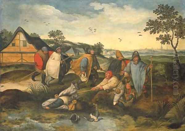 The Blind leading the Blind Oil Painting by Marten Van Cleve