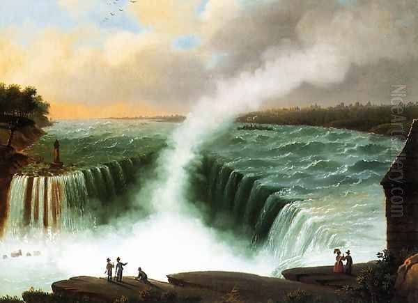 View of Niagara Falls Oil Painting by Nicolino Calyo