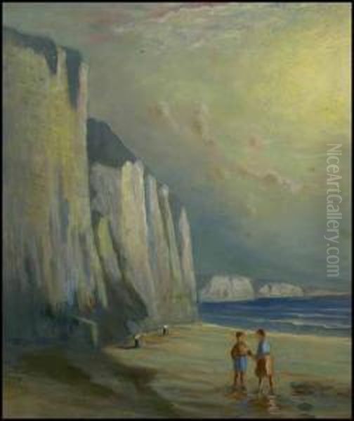 Chalk Cliffs Of Dover Oil Painting by John A. Hammond