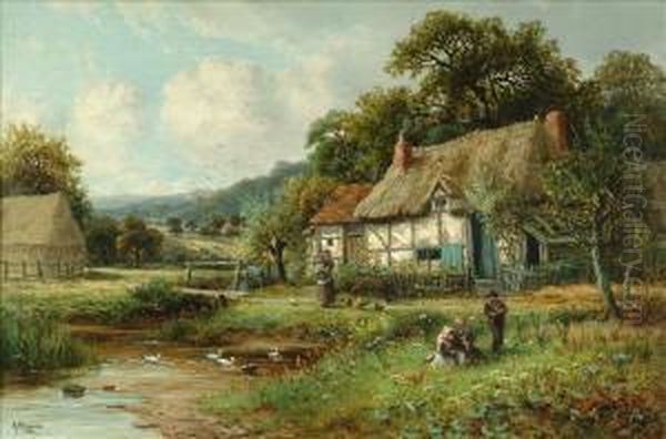 A Cottage By The Valley Brook Oil Painting by Robert John Hammond