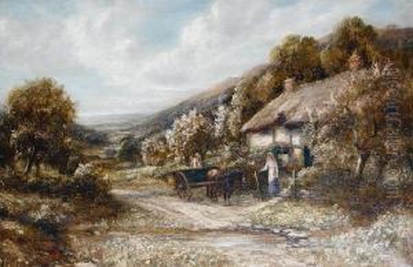 At The Cottage Gate Oil Painting by Robert John Hammond