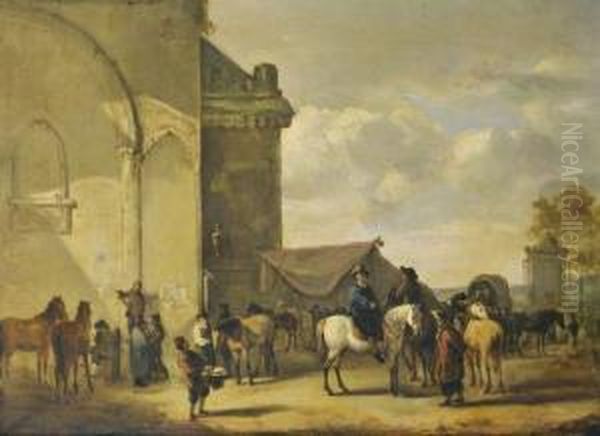 Le Marche Aux Chevaux Oil Painting by Michel Hamon-Duplessis