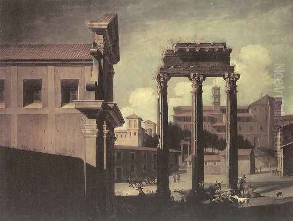 Rome, the Campo Vaccino Looking toward the Capitoline c. 1630 Oil Painting by Viviano Codazzi