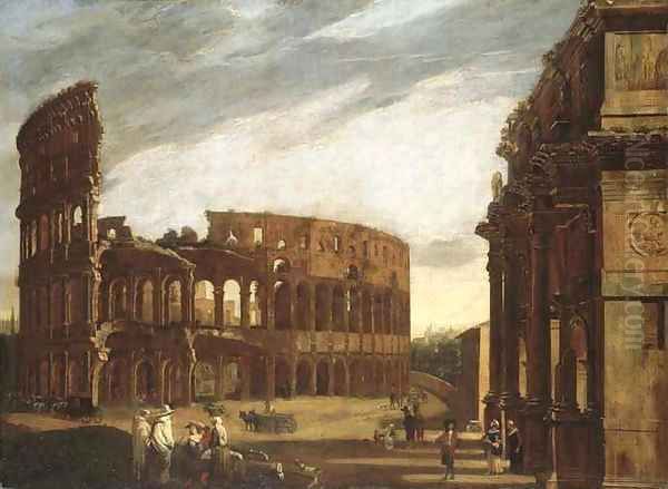 The Colosseum and the Arch of Constantine from the West Oil Painting by Viviano Codazzi