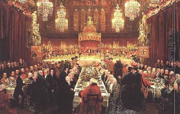 Banquet given by the Corporation of London to the Prince Regent, the Emperor of Russia and the King of Prussia, 18th June 1814 Oil Painting by Luke Clennell