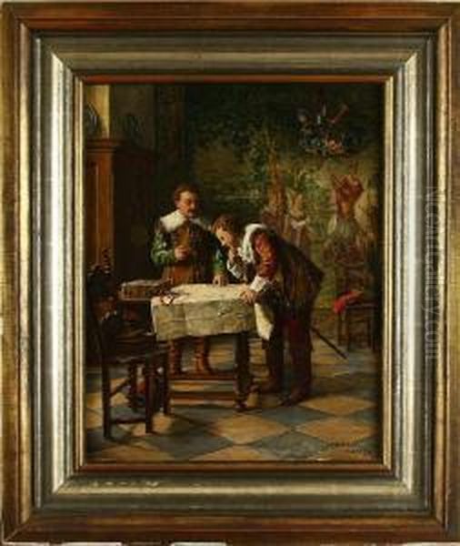 Die Kartenleser Oil Painting by Hans Hamza