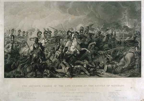 The Decisive Charge of the Life Guards at Waterloo in 1815, 1821 Oil Painting by Luke Clennell