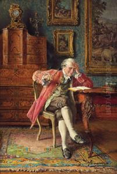 Ein Gutes Buch Oil Painting by Johann Hamza