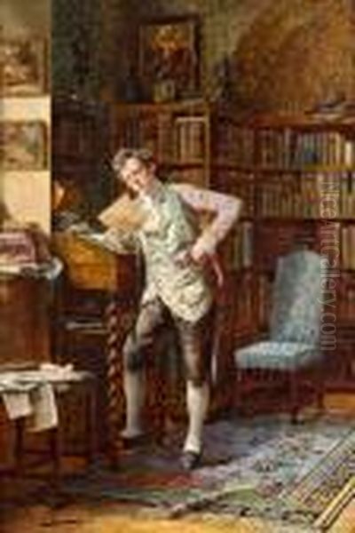 Nella Biblioteca Oil Painting by Johann Hamza