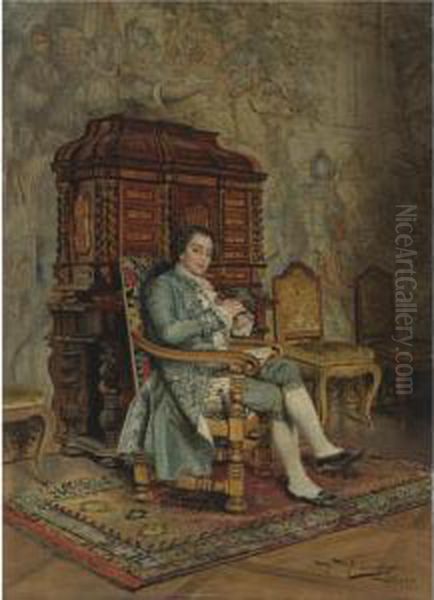 Waiting Oil Painting by Johann Hamza