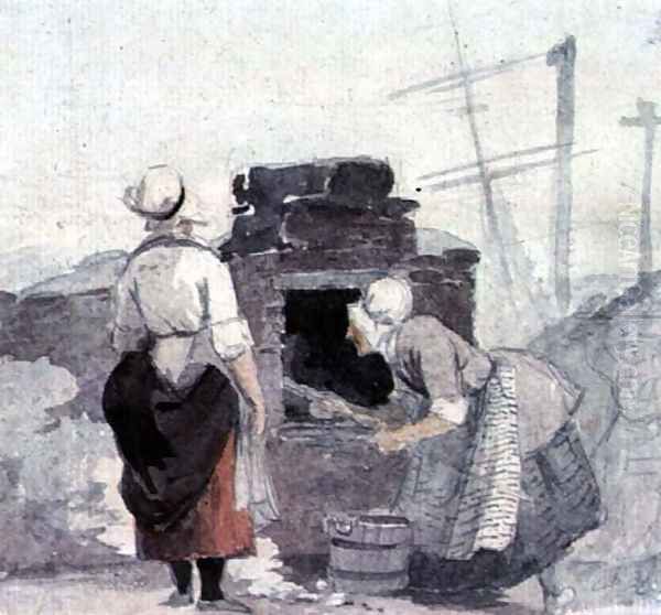 Two Women at an Oven Oil Painting by Luke Clennell