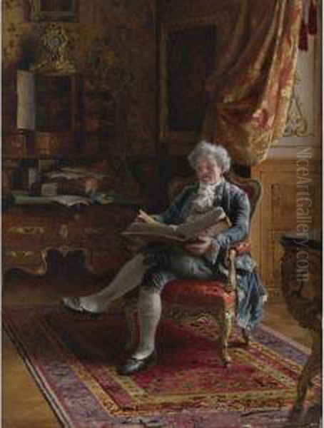 Reading For Pleasure Oil Painting by Johann Hamza