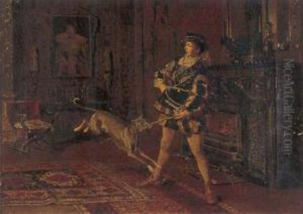 The Dog And His Master Oil Painting by Johann Hamza