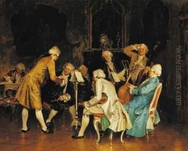 A Difficult Recital Oil Painting by Johann Hamza