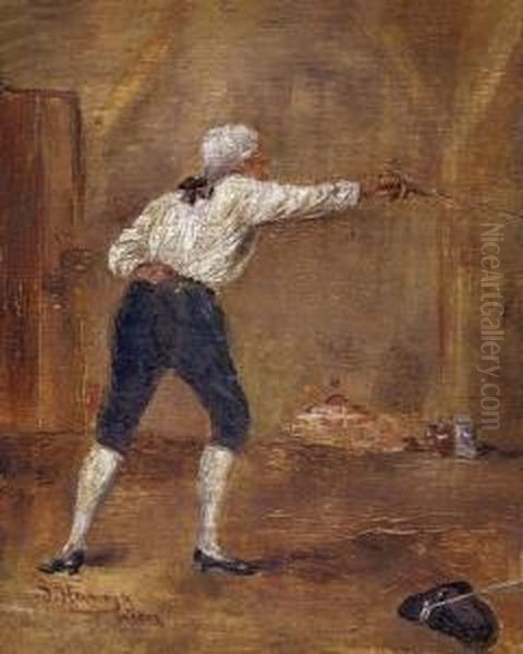 Fencing Training Oil Painting by Johann Hamza