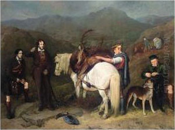 Portraits Of Two Gentlemen Deer-stalking In Falah Forest Oil Painting by Charles Hancock