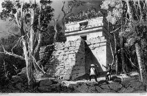 The Observatory at Tulum, Yucatan, Mexico Oil Painting by Frederick Catherwood