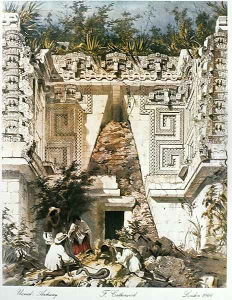 Palace of the Governors, Uxmal, Yucatan, Mexico, 1844 Oil Painting by Frederick Catherwood