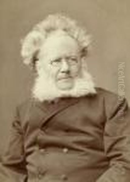 Henrik Ibsen Oil Painting by Franz Hanfstaengl