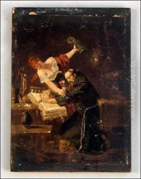 Franz Hanfstaengl (late Nineteenth/early Twentieth-century)seducing The Monk Oil Painting by Franz Hanfstaengl