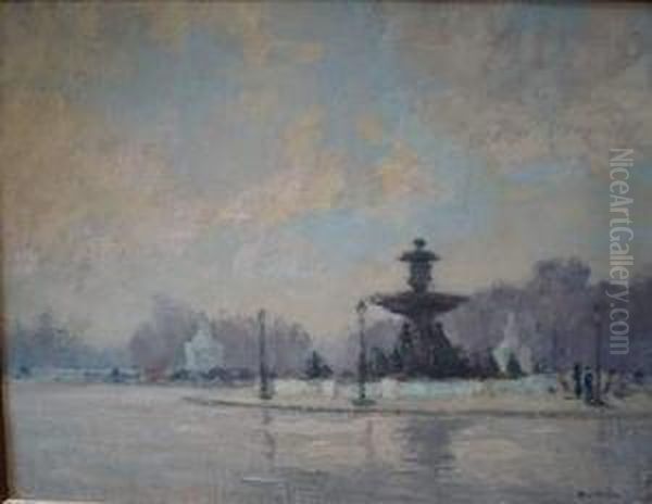 Place De La Concorde Oil Painting by Rene Hanin