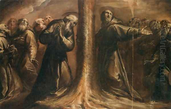 Religious Figures Praying at the Foot of a Tree Oil Painting by Giovanni Battista Crespi (Cerano II)