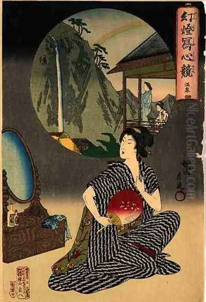 Japanese Inn at Hot Springs Oil Painting by Toyohara Chikanobu