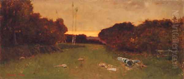 Twilight in the Campagna Oil Painting by Vincenzo Cabianca