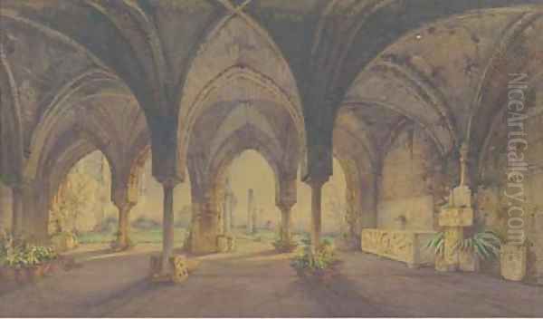 The cloisters at Ravello Oil Painting by Gabriel Carelli