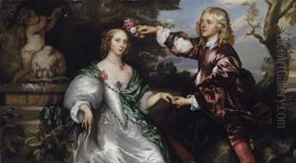 Portrait Of A Lady And Gentleman Oil Painting by Adriaen Hanneman