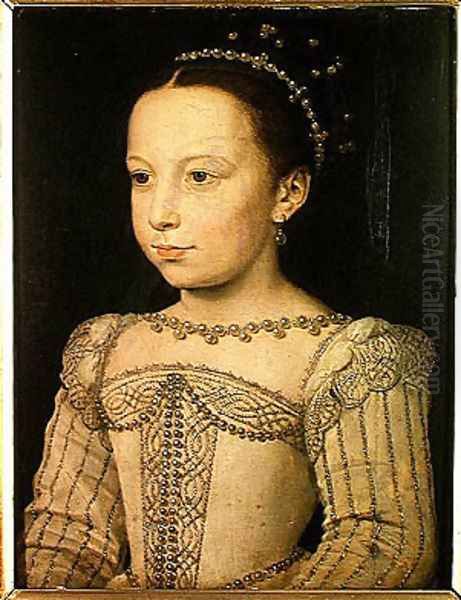 Marguerite de Valois (1553-1615) c.1561 Oil Painting by Francois Clouet