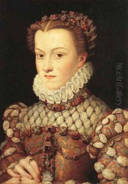 Portrait of Elizabeth of Austria (1554-92) Queen of France, c.1570 Oil Painting by Francois Clouet