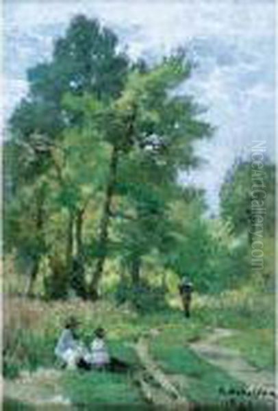 Promeneurs Au Bord Du Chemin Oil Painting by Hector Ch. Hanoteau