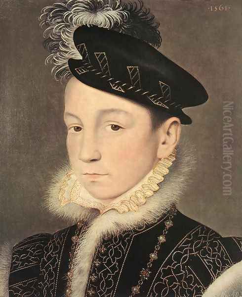 Portrait of King Charles IX of France 1561 Oil Painting by Francois Clouet