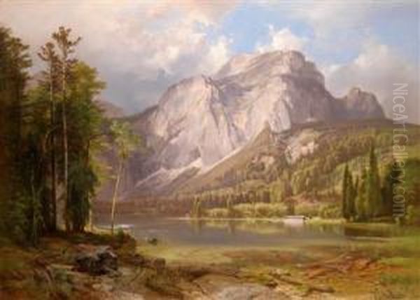 Blick Auf Den Langbathsee Oil Painting by Anton Hansch