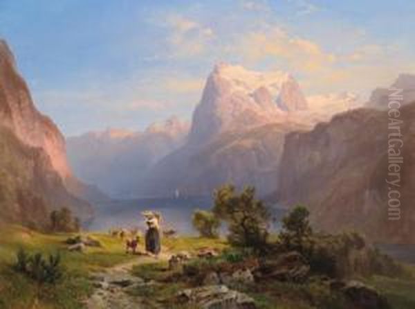 Blick Auf Den Urirotstock Beim Vierwaldstattersee Oil Painting by Anton Hansch