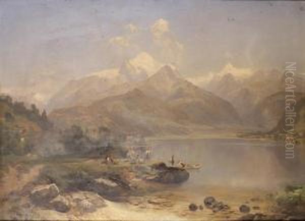 Lac De Montagne Anime Oil Painting by Anton Hansch